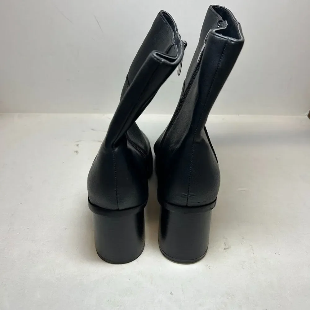 Marc Fisher Womens 8.5 M Black Dairey Zip Up Block Heel Ankle Boots DISPLAY QX7